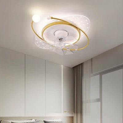 Contemporary Scandinavian Square Round Oval ABS Copper Hardware LED Flush Mount Ceiling Fan Light For Bedroom