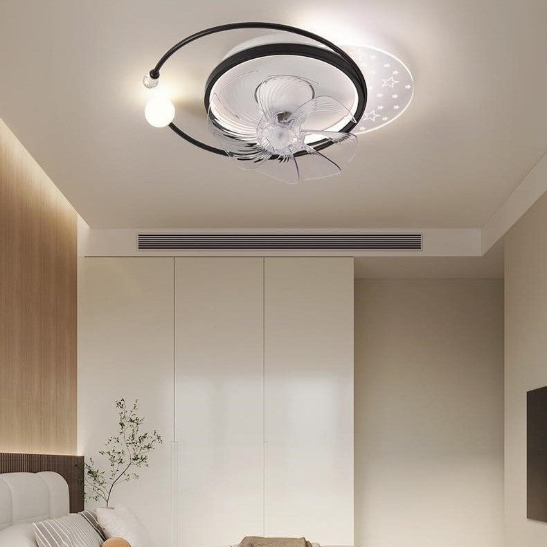 Contemporary Scandinavian Square Round Oval ABS Copper Hardware LED Flush Mount Ceiling Fan Light For Bedroom