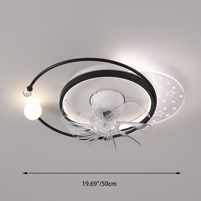 Contemporary Scandinavian Square Round Oval ABS Copper Hardware LED Flush Mount Ceiling Fan Light For Bedroom