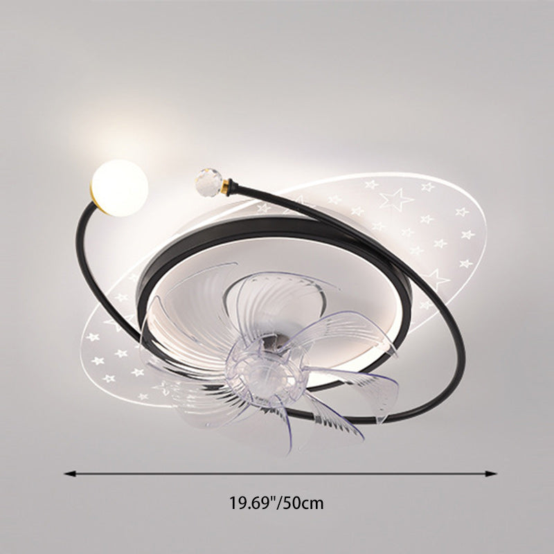 Contemporary Scandinavian Square Round Oval ABS Copper Hardware LED Flush Mount Ceiling Fan Light For Bedroom