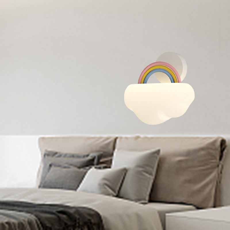 Contemporary Creative Cream Rainbow Clouds PE Iron LED Wall Sconce Lamp For Bedroom