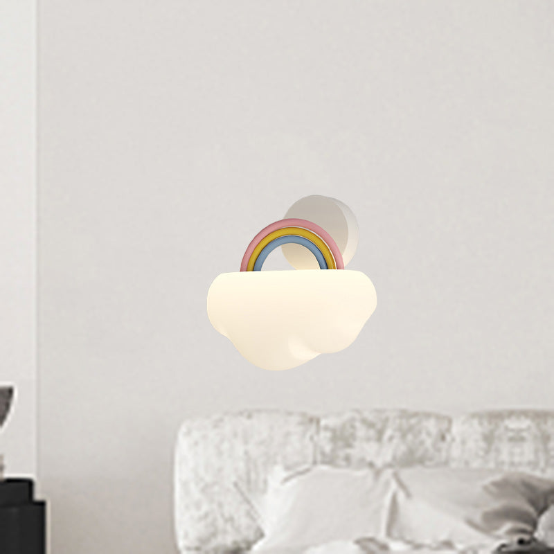 Contemporary Creative Cream Rainbow Clouds PE Iron LED Wall Sconce Lamp For Bedroom