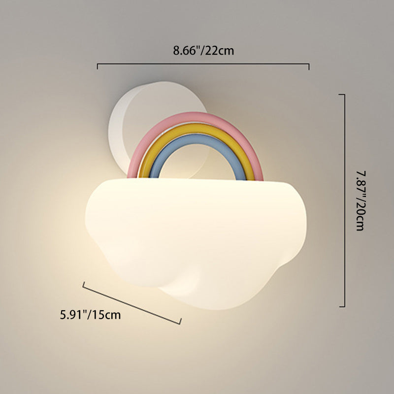 Contemporary Creative Cream Rainbow Clouds PE Iron LED Wall Sconce Lamp For Bedroom