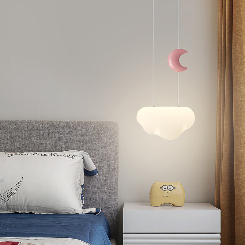 Contemporary Scandinavian Cream Cloud Star Moon PE Iron LED Pendant Light For Bedroom