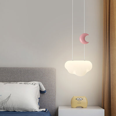 Contemporary Scandinavian Cream Cloud Star Moon PE Iron LED Pendant Light For Bedroom