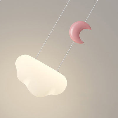 Contemporary Scandinavian Cream Cloud Star Moon PE Iron LED Pendant Light For Bedroom