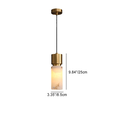 Modern Minimalist Cylinder Copper Marble 1-Light Pendant Light For Bedroom