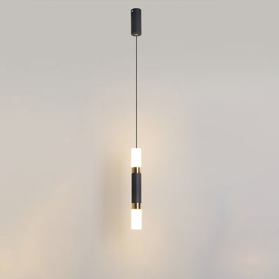 Contemporary Scandinavian Long Round Cylinder Iron Acrylic LED Pendant Light For Bedroom