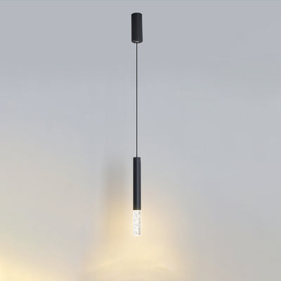 Contemporary Scandinavian Long Round Cylinder Iron Acrylic LED Pendant Light For Bedroom