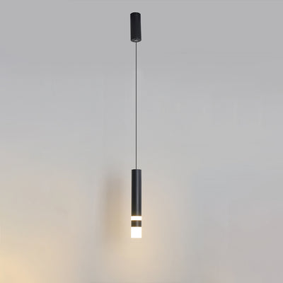 Contemporary Scandinavian Long Round Cylinder Iron Acrylic LED Pendant Light For Bedroom