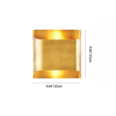 Modern Minimalist Square Copper 2-Light Wall Sconce Lamp For Bedroom