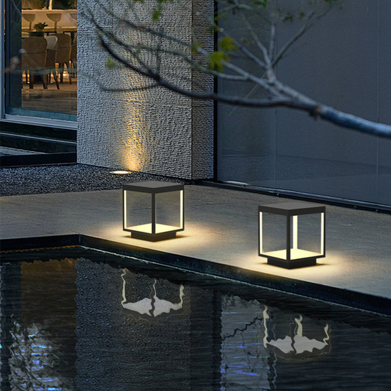 Modern Minimalist Waterproof Square Iron Acrylic LED Outdoor Light For Outdoor