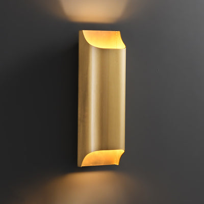 Modern Minimalist Rectangular Copper 2-Light Wall Sconce Lamp For Bedroom