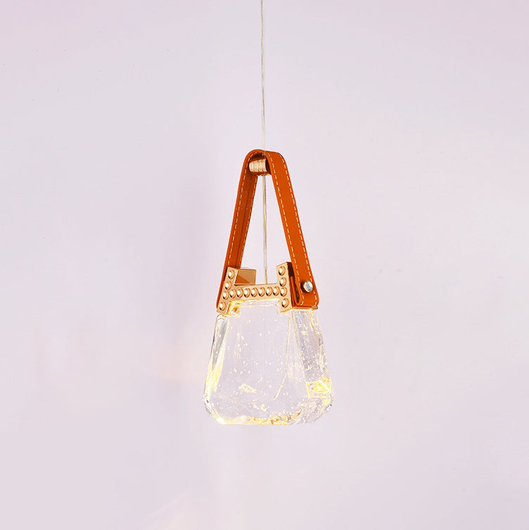 Contemporary Creative Bag Shape Trapezoid Aluminum Hardware Acrylic LED Chandelier For Bedroom