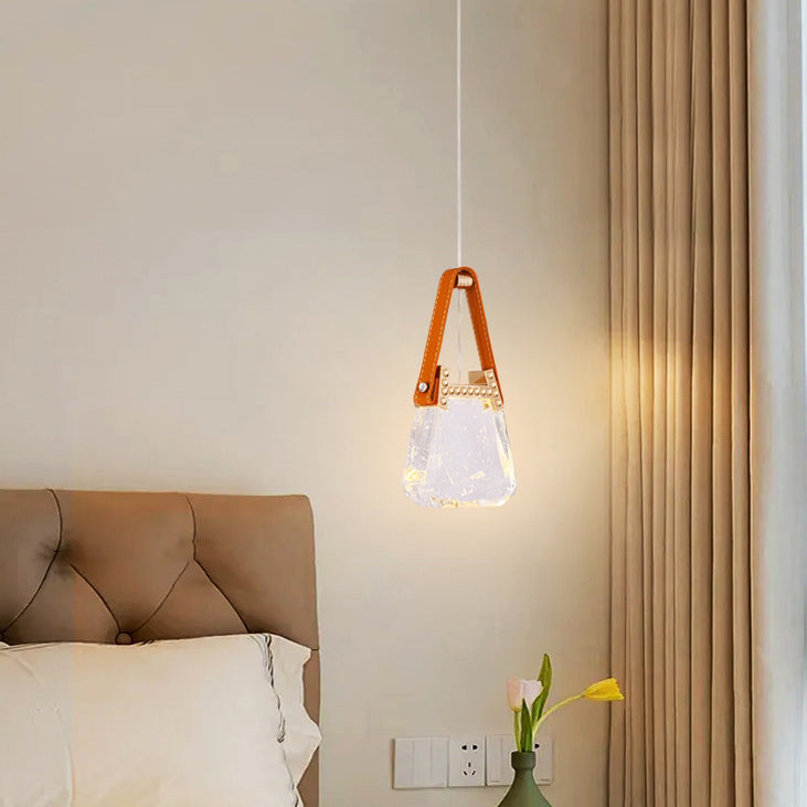 Contemporary Creative Bag Shape Trapezoid Aluminum Hardware Acrylic LED Chandelier For Bedroom