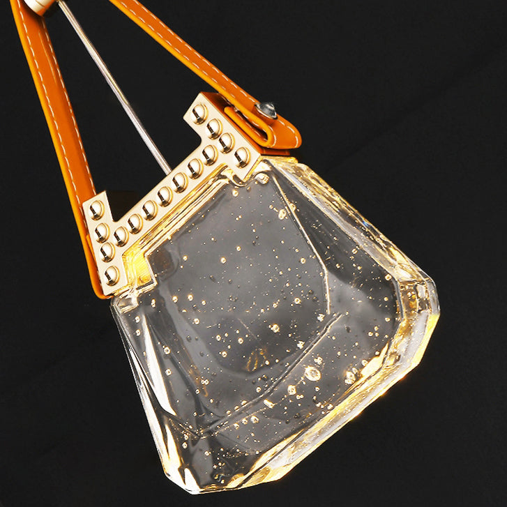 Contemporary Creative Bag Shape Trapezoid Aluminum Hardware Acrylic LED Chandelier For Bedroom