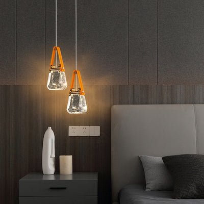 Contemporary Creative Bag Shape Trapezoid Aluminum Hardware Acrylic LED Chandelier For Bedroom