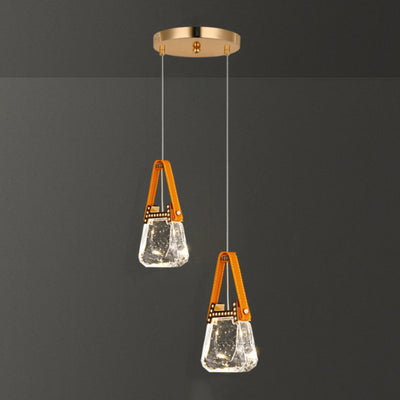 Contemporary Creative Bag Shape Trapezoid Aluminum Hardware Acrylic LED Chandelier For Bedroom