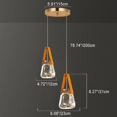 Contemporary Creative Bag Shape Trapezoid Aluminum Hardware Acrylic LED Chandelier For Bedroom