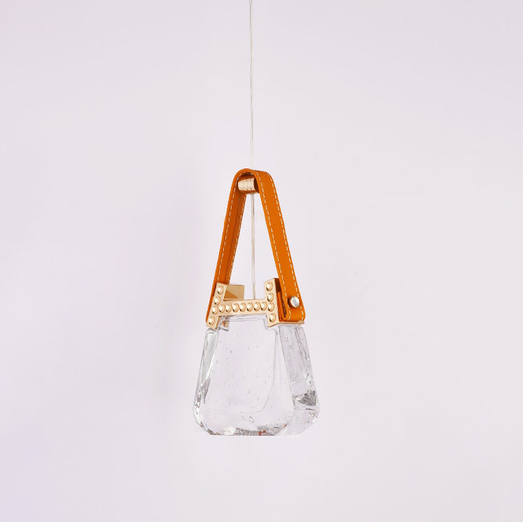 Contemporary Creative Bag Shape Trapezoid Aluminum Hardware Acrylic LED Chandelier For Bedroom