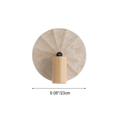 Contemporary Scandinavian Round Cylinder Yellow Travertine Wood 1-Light Wall Sconce Lamp For Bedroom