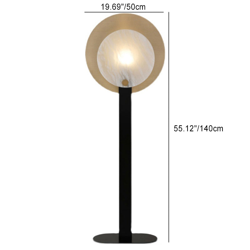 Contemporary Scandinavian Round Oval Iron Marble 1-Light Standing Floor Lamp For Living Room