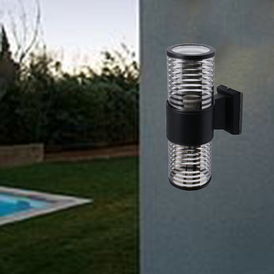 Modern Minimalist Waterproof Cylindrical Aluminum Glass 2-Light Wall Sconce Lamp For Outdoor