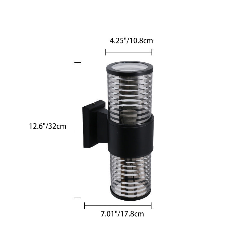 Modern Minimalist Waterproof Cylindrical Aluminum Glass 2-Light Wall Sconce Lamp For Outdoor