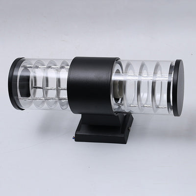 Modern Minimalist Waterproof Cylindrical Aluminum Glass 2-Light Wall Sconce Lamp For Outdoor