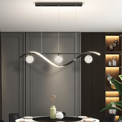 Contemporary Scandinavian Linear Orb Iron Aluminum LED Island Light Chandelier For Dining Room