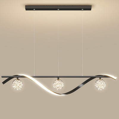 Contemporary Scandinavian Linear Orb Iron Aluminum LED Island Light Chandelier For Dining Room