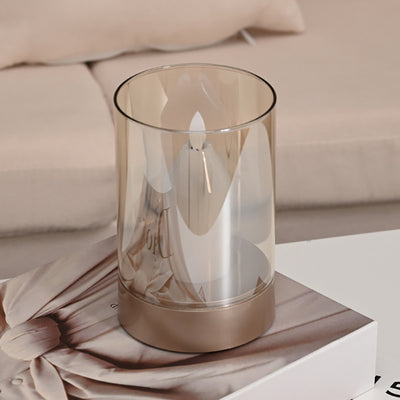 Modern Minimalist USB Simulation Candle Cylinder Metal ABS Glass LED Table Lamp For Bedroom