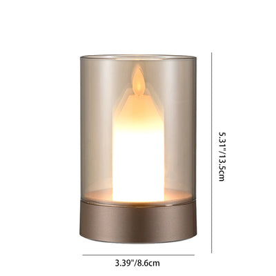 Modern Minimalist USB Simulation Candle Cylinder Metal ABS Glass LED Table Lamp For Bedroom