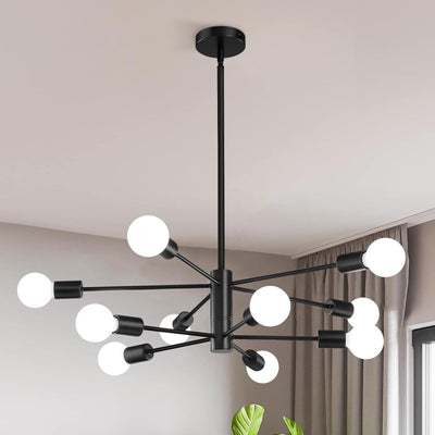 Modern Minimalist Twig Shape Round Orb Iron 8/10 Light Chandelier For Living Room