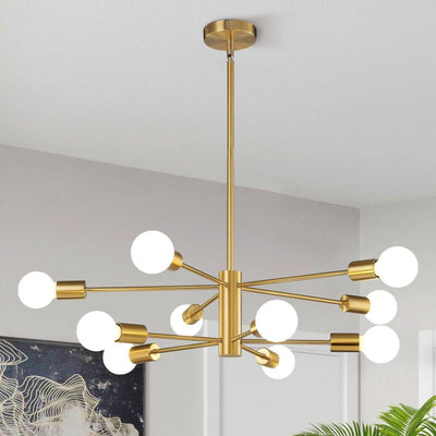 Modern Minimalist Twig Shape Round Orb Iron 8/10 Light Chandelier For Living Room