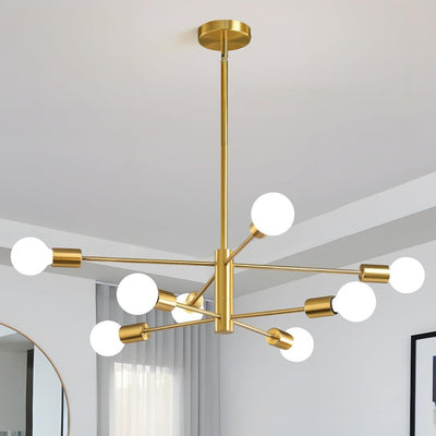 Modern Minimalist Twig Shape Round Orb Iron 8/10 Light Chandelier For Living Room