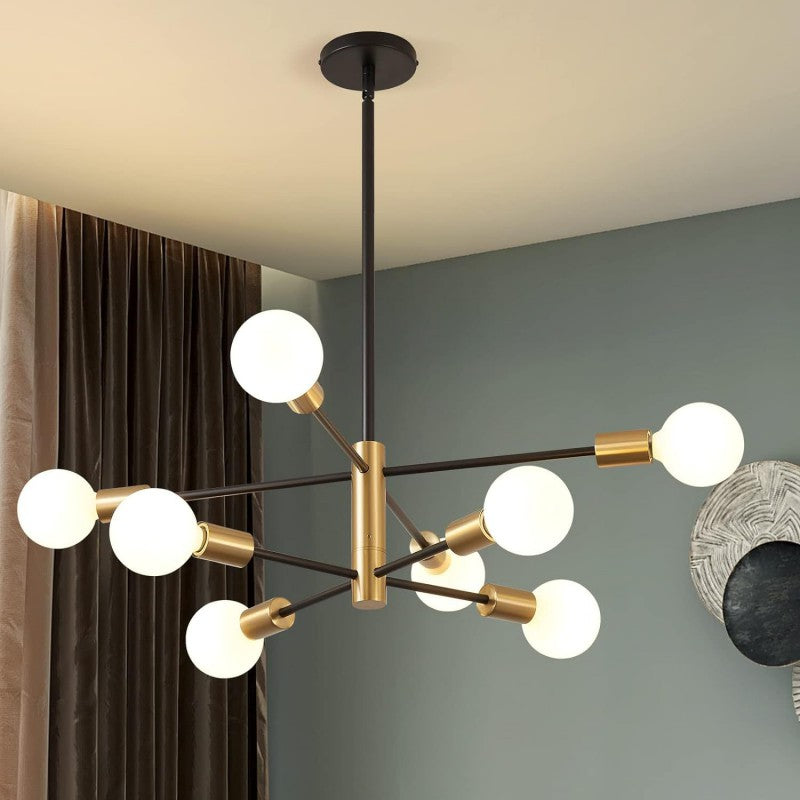 Modern Minimalist Twig Shape Round Orb Iron 8/10 Light Chandelier For Living Room