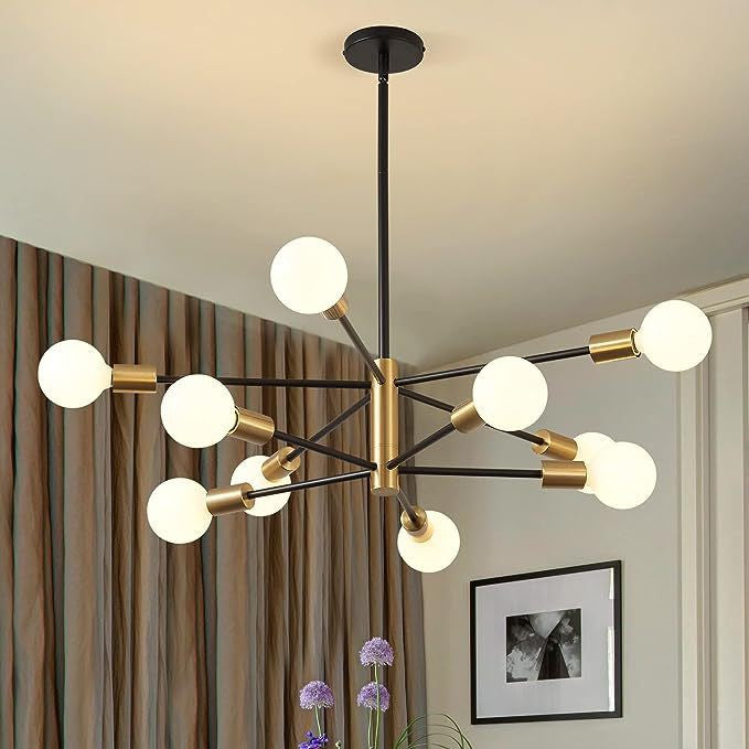 Modern Minimalist Twig Shape Round Orb Iron 8/10 Light Chandelier For Living Room