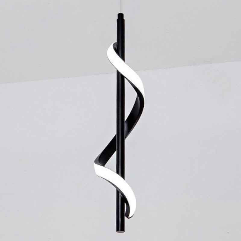 Contemporary Creative Linear Spiral Hardware Silicone LED Pendant Light For Bedroom