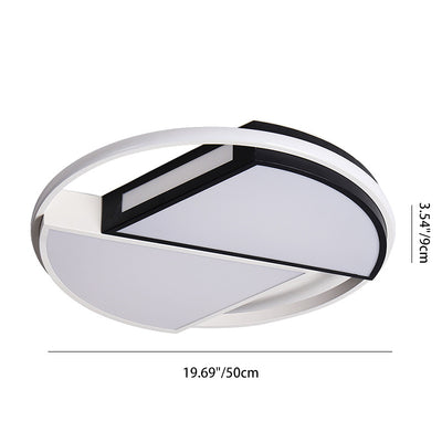 Modern Minimalist Round Sector Dome Iron Acrylic LED Flush Mount Ceiling Light For Bedroom