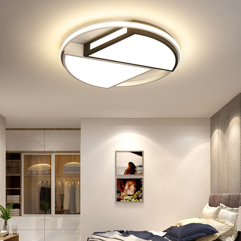 Modern Minimalist Round Sector Dome Iron Acrylic LED Flush Mount Ceiling Light For Bedroom