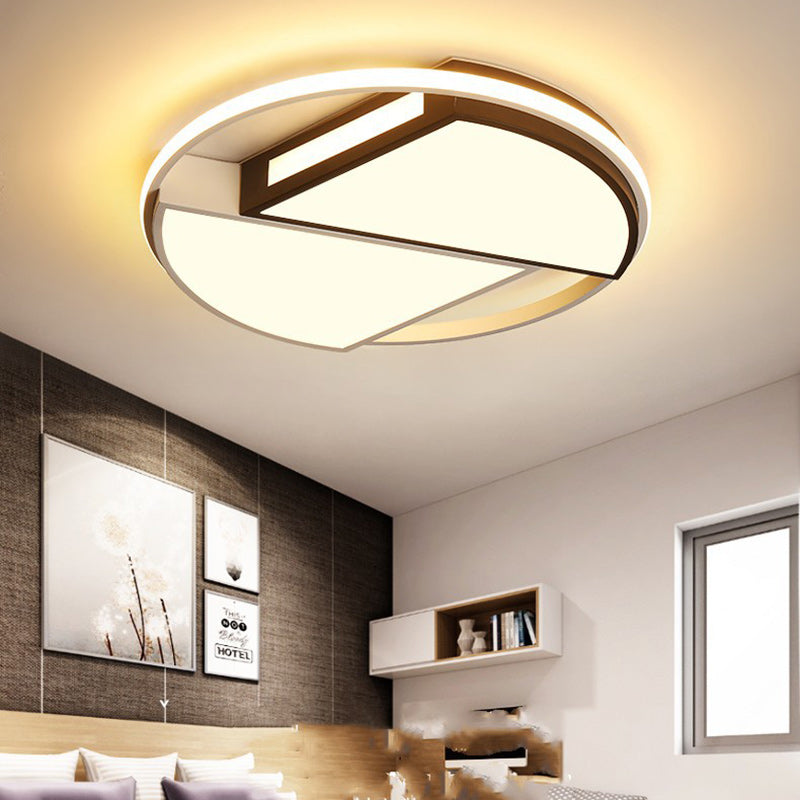 Modern Minimalist Round Sector Dome Iron Acrylic LED Flush Mount Ceiling Light For Bedroom