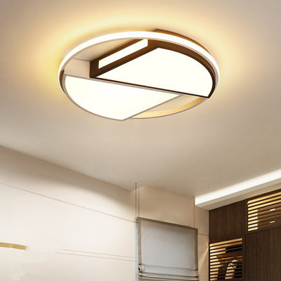 Modern Minimalist Round Sector Dome Iron Acrylic LED Flush Mount Ceiling Light For Bedroom