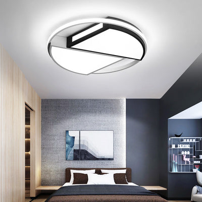 Modern Minimalist Round Sector Dome Iron Acrylic LED Flush Mount Ceiling Light For Bedroom