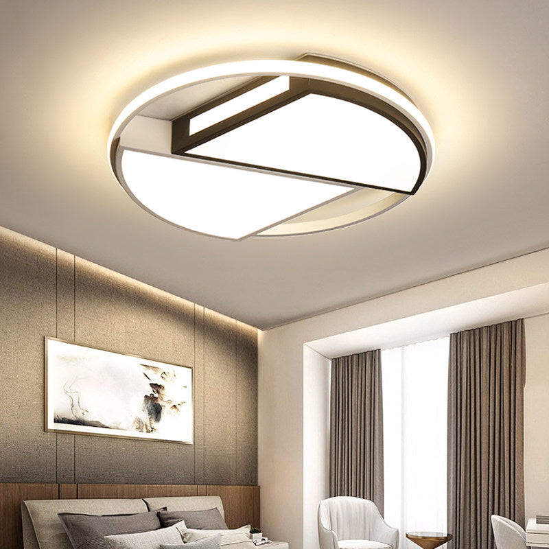 Modern Minimalist Round Sector Dome Iron Acrylic LED Flush Mount Ceiling Light For Bedroom