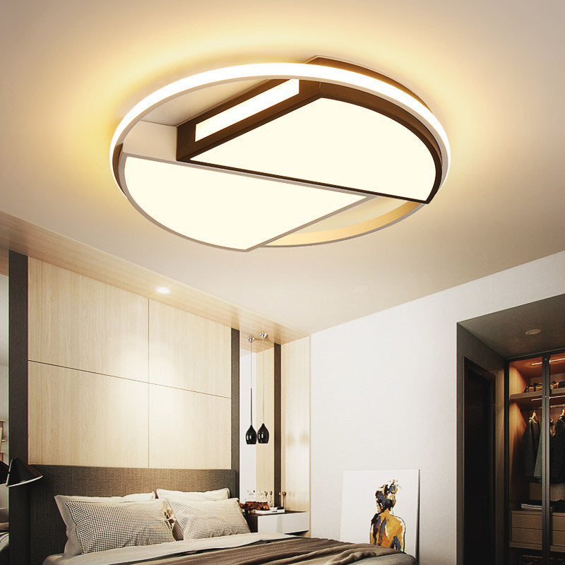 Modern Minimalist Round Sector Dome Iron Acrylic LED Flush Mount Ceiling Light For Bedroom