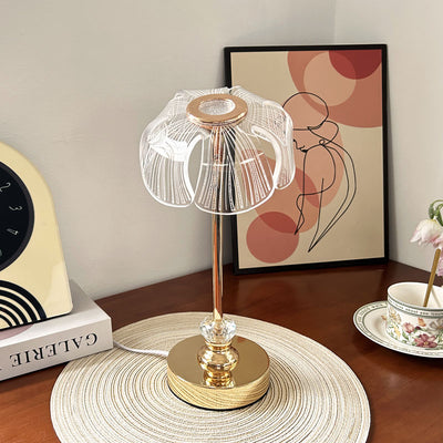 Contemporary Creative USB Petal Shape Round Metal Acrylic LED Table Lamp For Bedroom