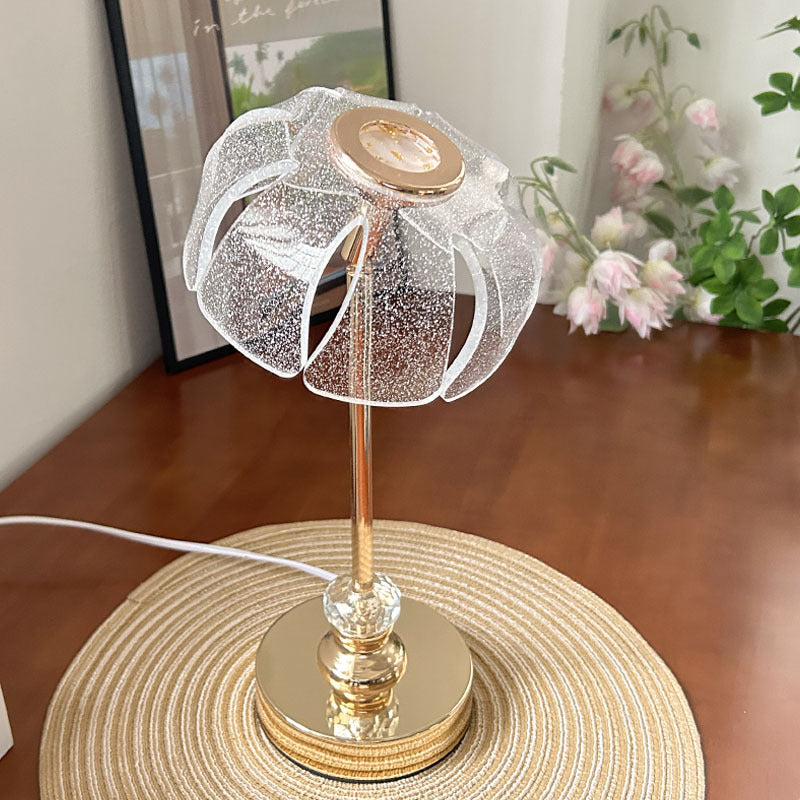 Contemporary Creative USB Petal Shape Round Metal Acrylic LED Table Lamp For Bedroom