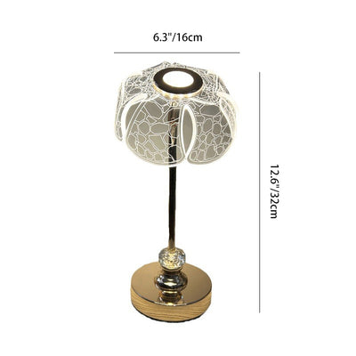 Contemporary Creative USB Petal Shape Round Metal Acrylic LED Table Lamp For Bedroom