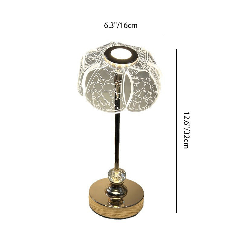 Contemporary Creative USB Petal Shape Round Metal Acrylic LED Table Lamp For Bedroom